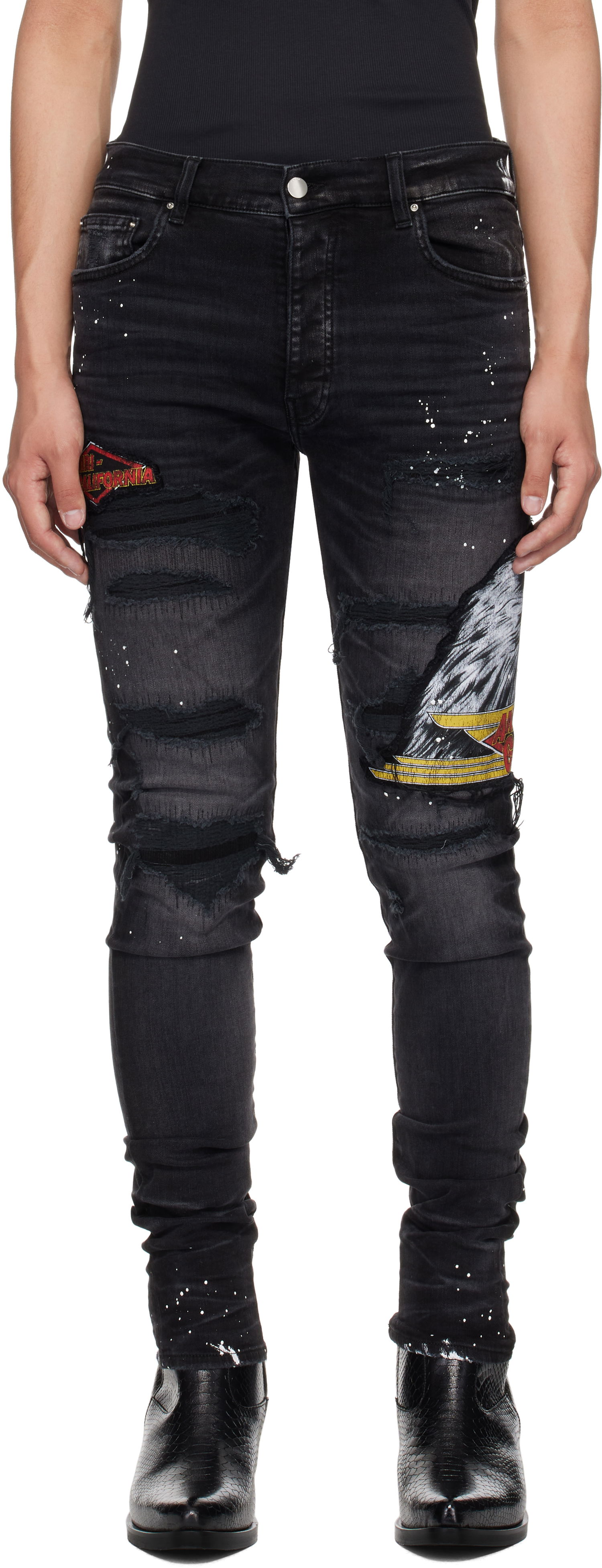 Дънки AMIRI AMIRI MA Cement Thrasher Skinny Jeans Черно | AMDNSY1151, 0