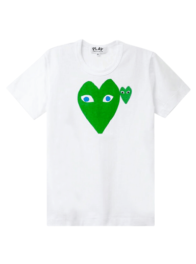 Тениска Comme des Garçons PLAY Blue Eyed Green Heart Tee Бяло | az t090 051 1
