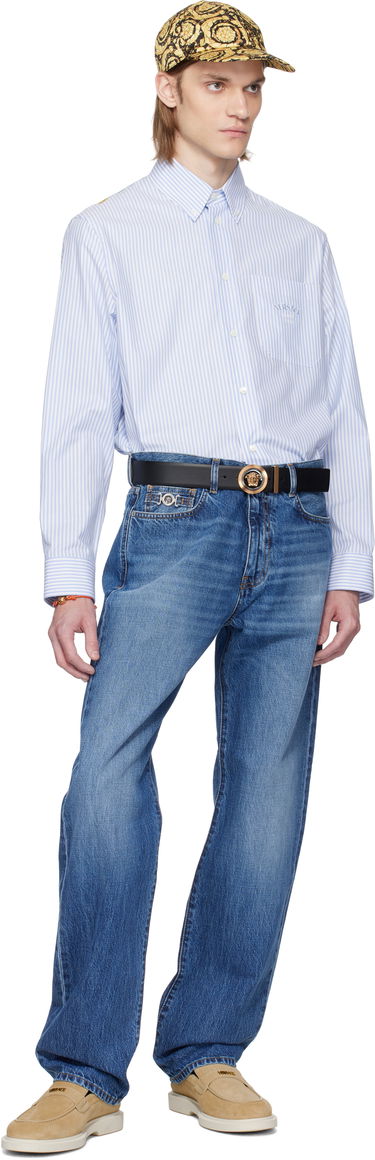 Риза Versace Versace Striped Poplin Shirt Синьо | 1016210_1A13450, 3