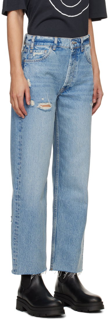 Дънки Anine Bing Gavin Distressed High-Rise Straight Leg Jeans Синьо | A-06-1113-440, 1
