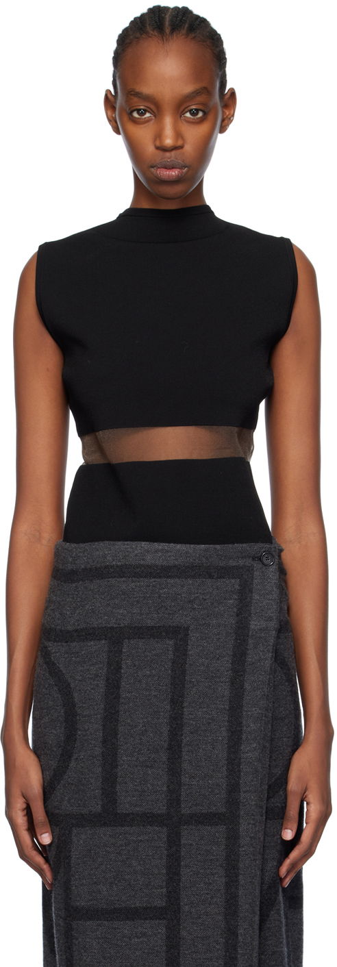 Pокля TOTEME TOTEME High-Neck Mesh-Paneled Top Черно | 241-WRT1068-YA0028, 0