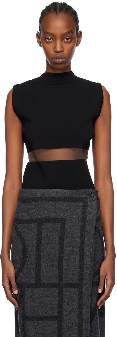 Pокля TOTEME TOTEME High-Neck Mesh-Paneled Top Черно | 241-WRT1068-YA0028, 0