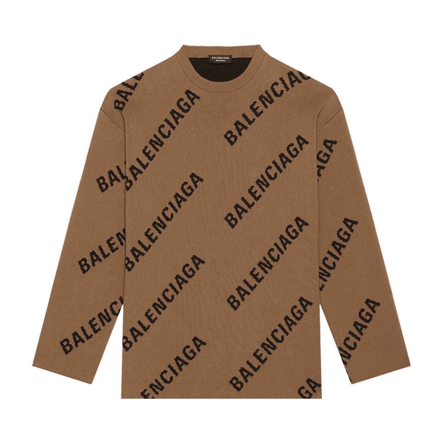 Пуловер Balenciaga Allover Logo Crewneck Кафяво | 657401 T3200 2900, 0