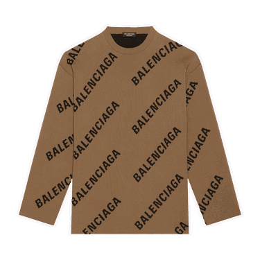 Пуловер Balenciaga Allover Logo Crewneck Кафяво | 657401 T3200 2900, 0
