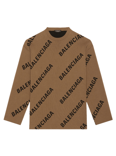 Пуловер Balenciaga Allover Logo Crewneck Кафяво | 657401 T3200 2900