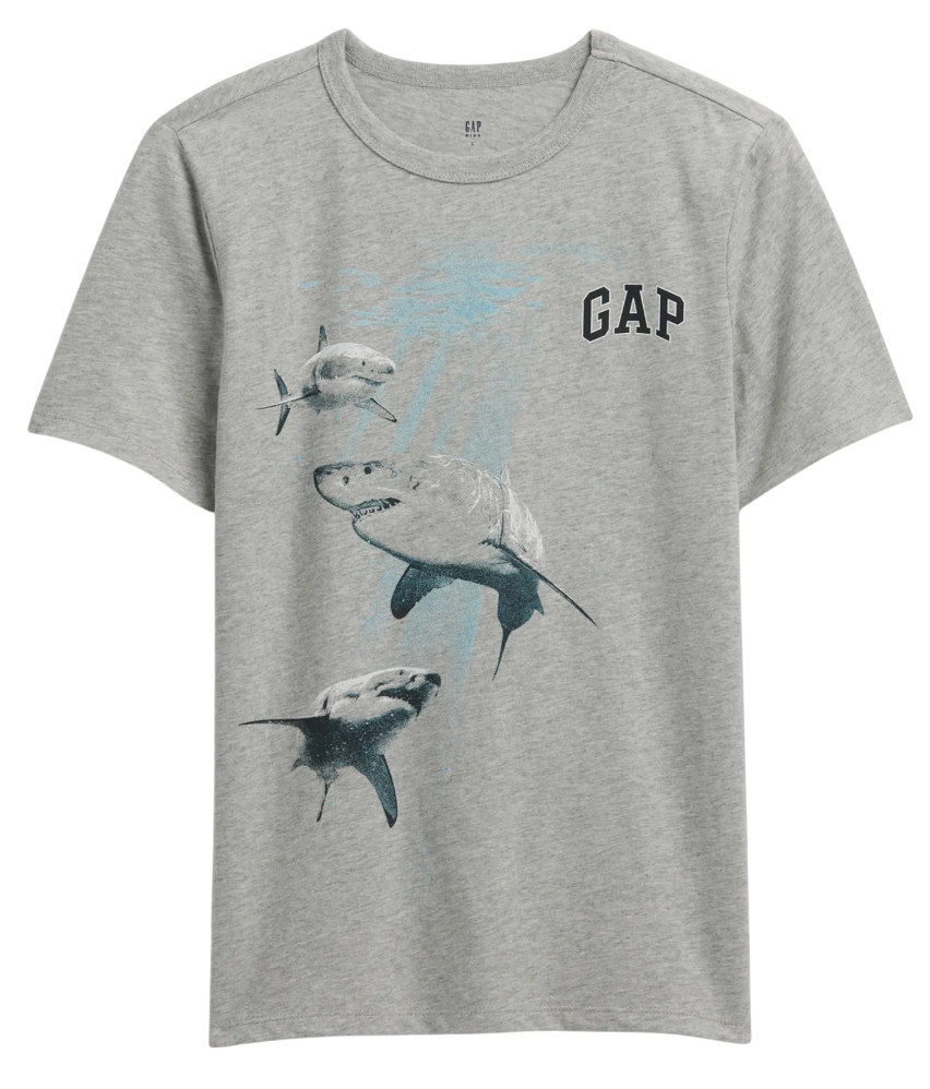 Тениска GAP T-Shirt Shark Print Сиво | 768109-00, 0