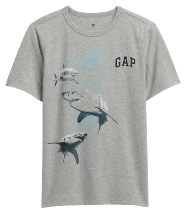 Тениска GAP T-Shirt Shark Print Сиво | 768109-00, 0