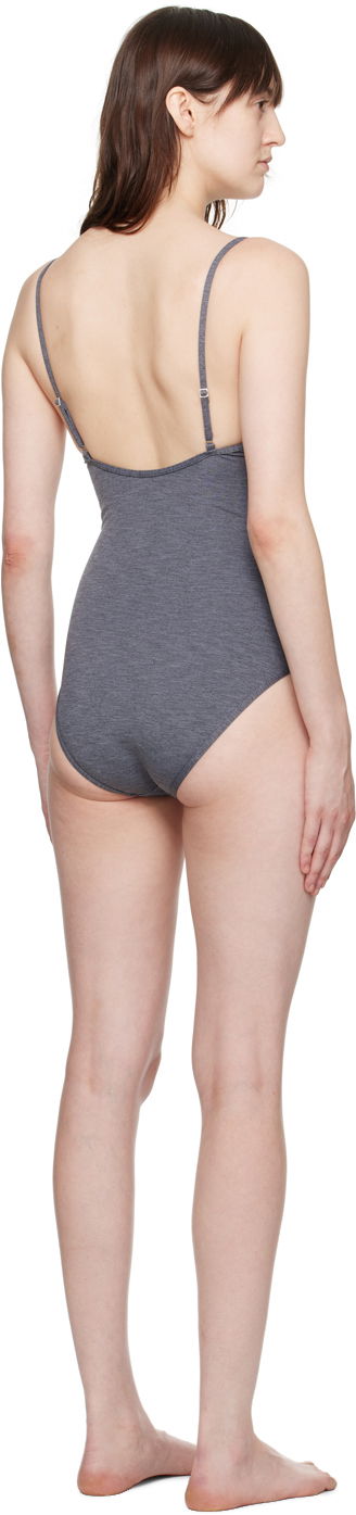 Бански TOTEME TOTEME Square Neck One-Piece Swimsuit Сиво | 243-WSW1031-FB0236, 2