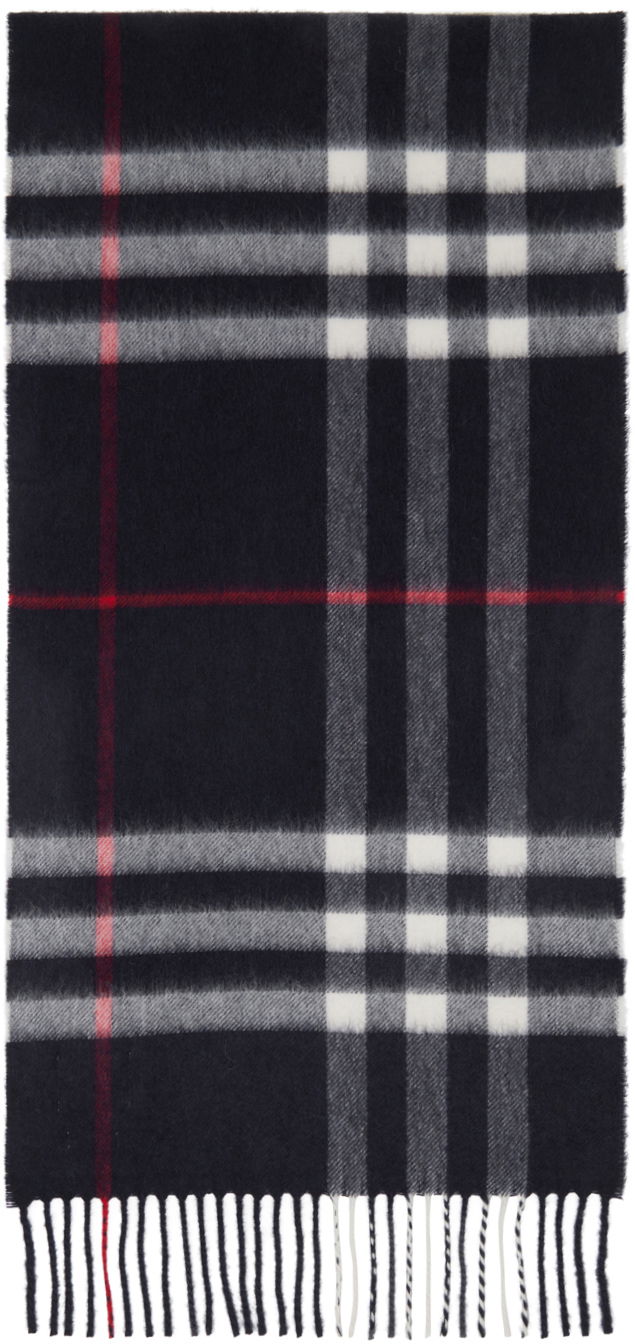 Шал Burberry Check Scarf Navy Тъмно синьо | 8015542, 0