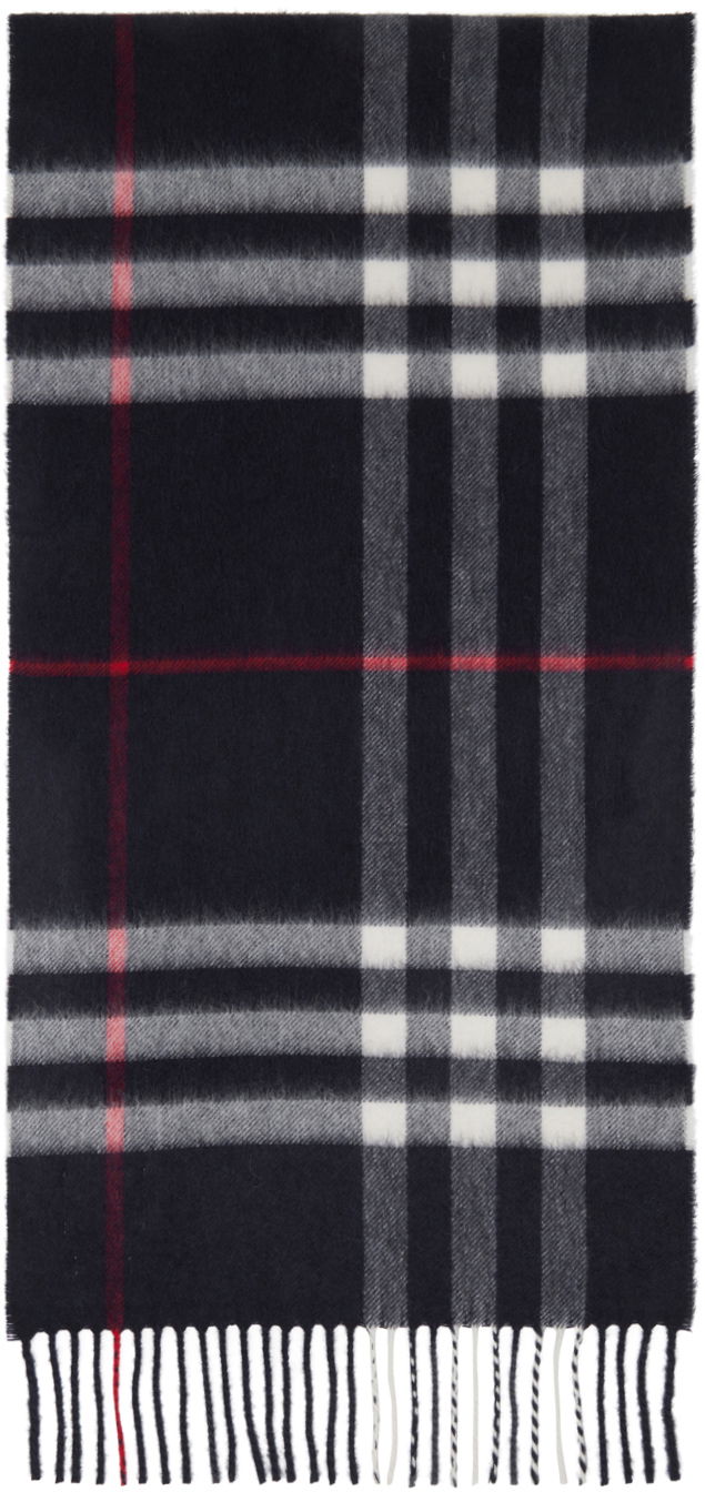 Шал Burberry Check Scarf Navy Тъмно синьо | 8015542