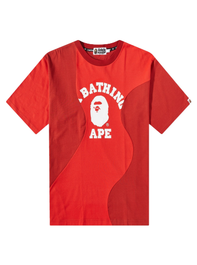 Тениска BAPE Cutting College Relaxed Fit T-Shirt Red Червено | 001CSJ301011M-RED