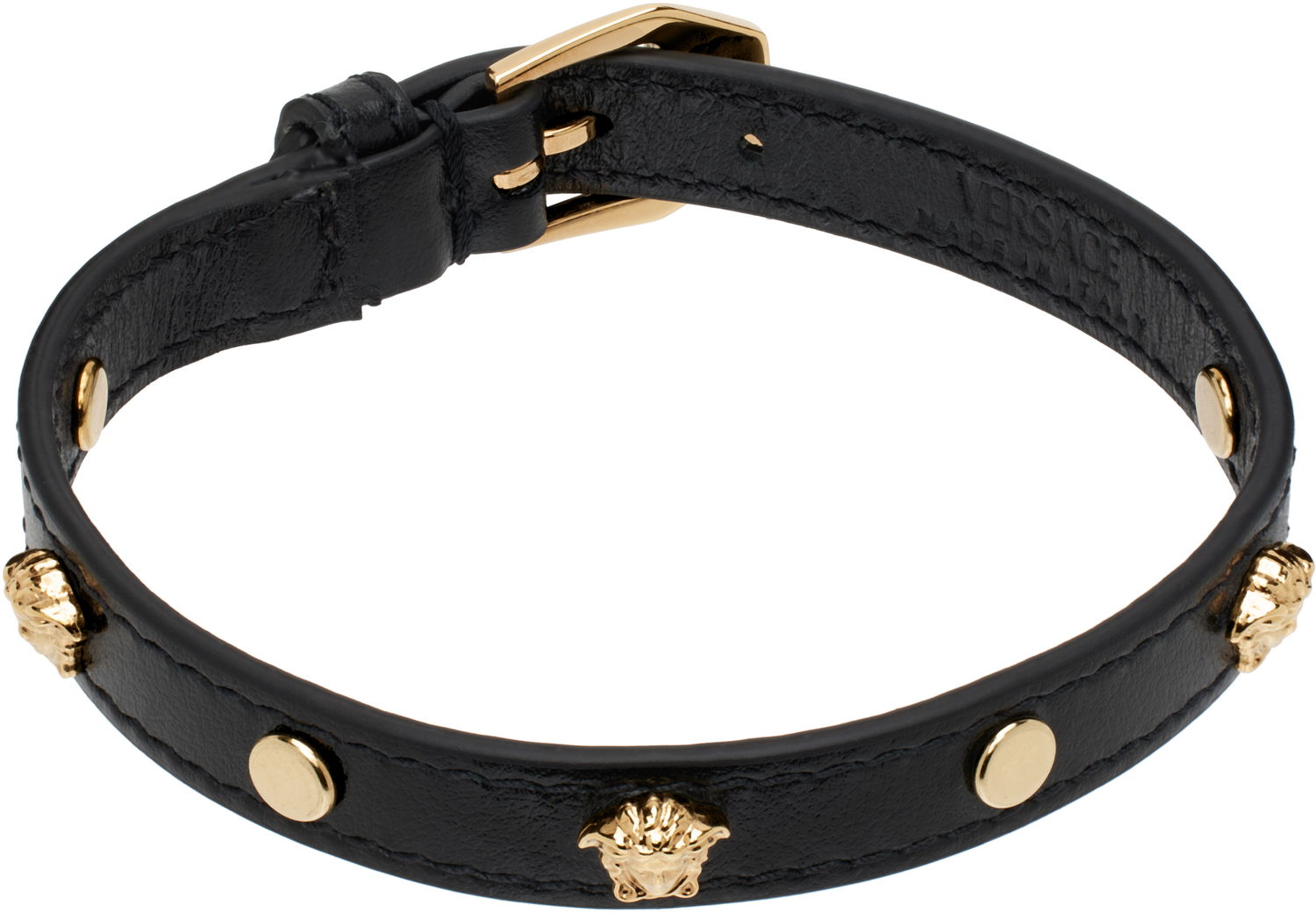 Гривна Versace Medusa Leather Bracelet Черно | 1018429_1A00637, 0