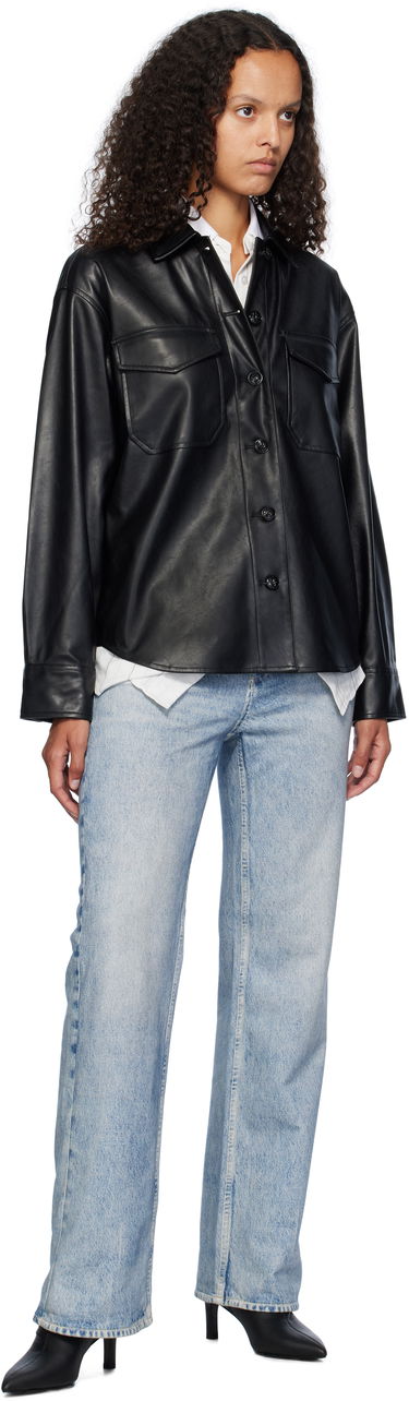 Риза rag & bone Rag & Bone Camilla Faux-Leather Shirt Черно | WCW24FA001GR01, 3