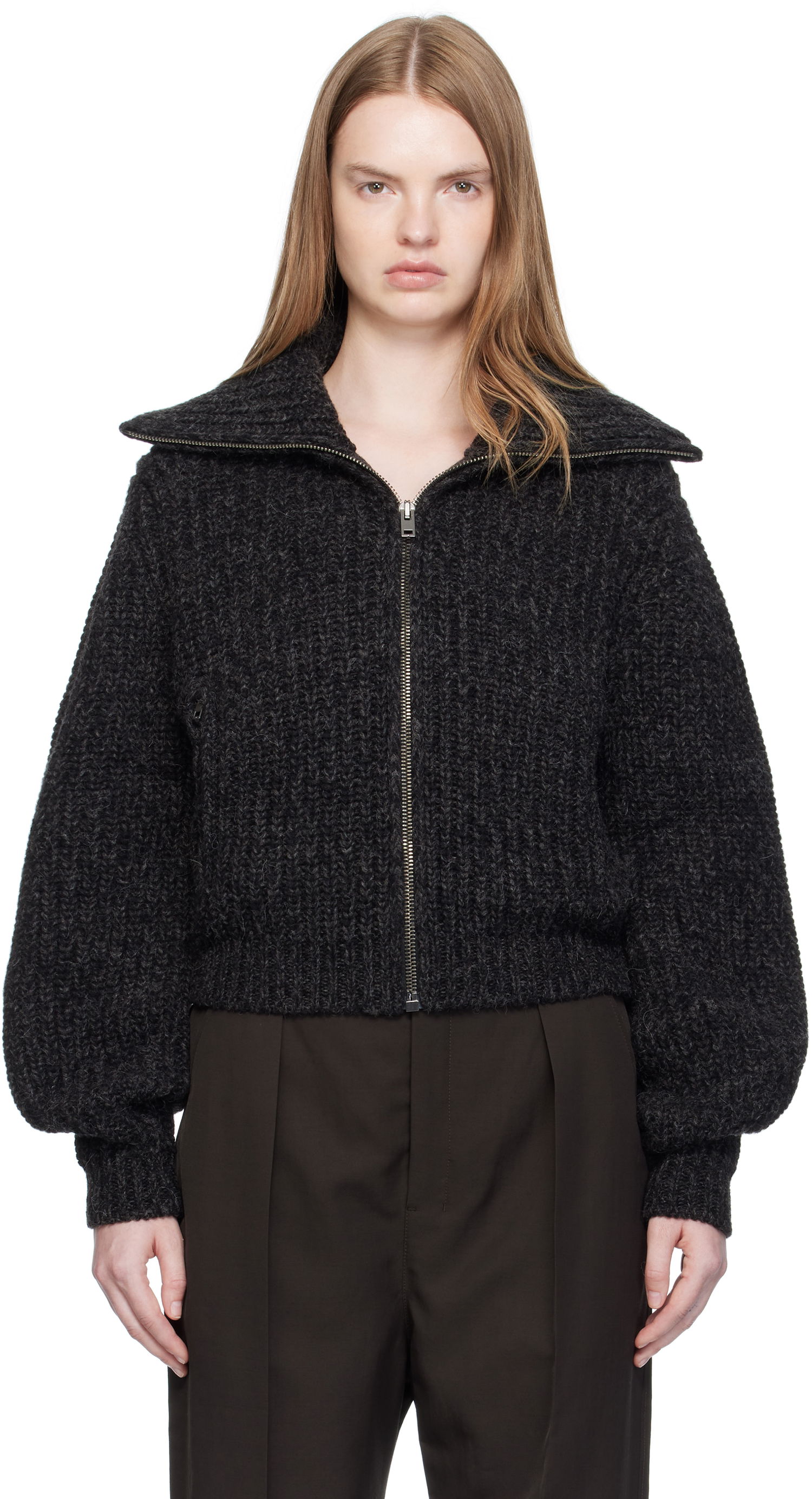 Пуловер LEMAIRE LEMAIRE Zipped Knit Cardigan Сиво | OW1186 LK1029, 0