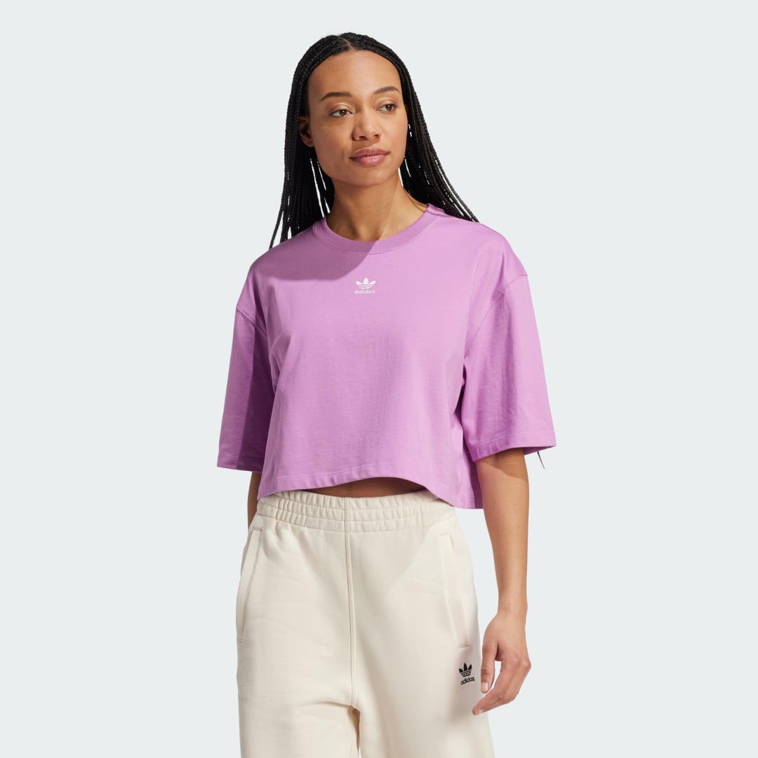 Съкратен топ adidas Performance Essentials Cropped T-Shirt Лилаво | IY7333, 0