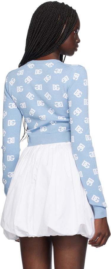 Пуловер Dolce & Gabbana Dolce&Gabbana Cropped Jacquard Logo Sweater Синьо | FXI12T JFMGT, 2