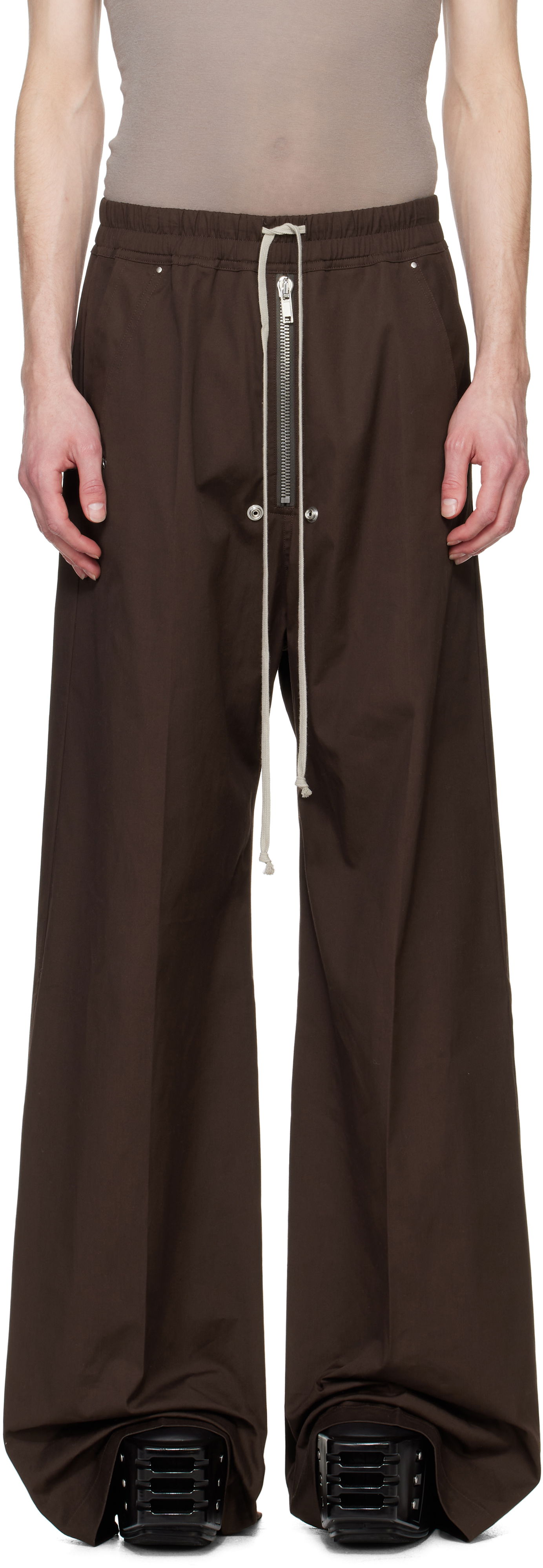 Панталони Rick Owens Rick Owens Hollywood Wide Bela Trousers Кафяво | RU01E5366 TE, 0