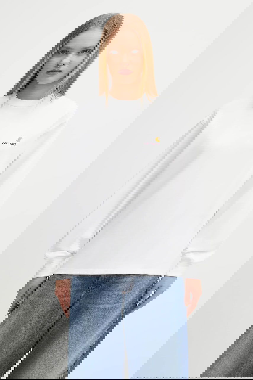 Тениска Carhartt WIP American Script Long-Sleeve T-Shirt Бяло | I035466.02XX, 0