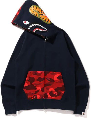 Суитчър BAPE Bape Color Camo Shark Full Zip Hoodie Navy/Red Черно | 1I30115023-NVY, 1