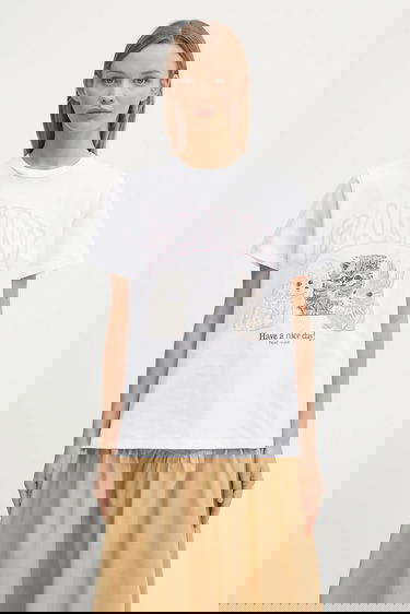 Тениска GANNI GANNI Basic Cotton Jersey Animals Relaxed T-Shirt Бяло | T4376, 0