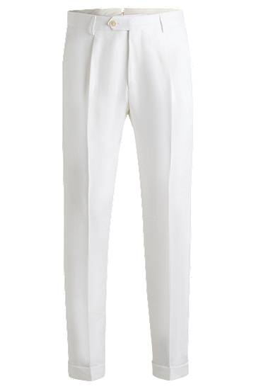 Панталони BOSS Regular-Fit Linen Trousers Бяло | 50539495, 0