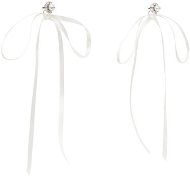 Обеци Simone Rocha Simone Rocha Double Ended Daisy Bow Ribbon Earrings Бяло | ERG497 0906, 1
