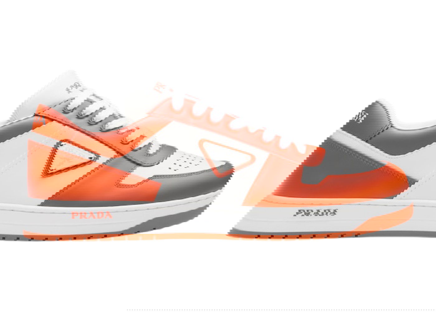 Кецове и обувки Prada Downtown Low Top Sneakers Leather White Orange Оранжево
 | 2EE364_3LKG_F011G, 0