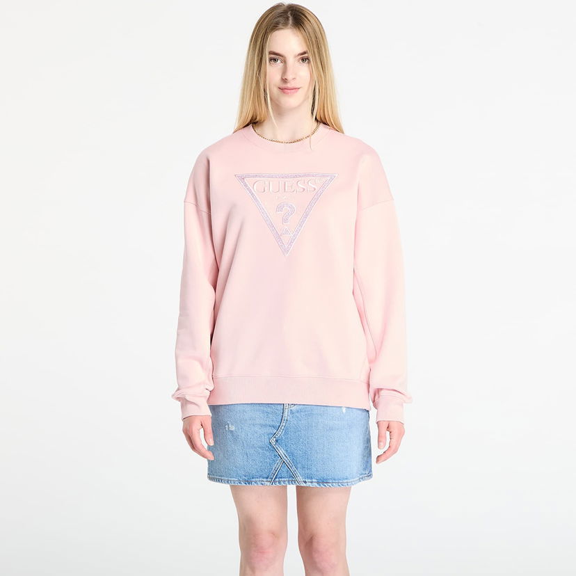 Суитчър GUESS GUESS Triangle Glitter Sweatshirt Розово | W5BQ11KC8I1-G66B