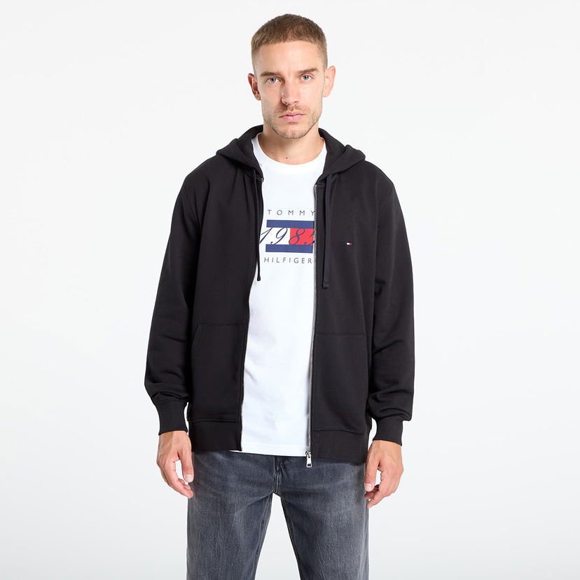 Суитчър Tommy Hilfiger Tommy Hilfiger Men's Essential Terry Zip-Through Hoodie Черно | MW0MW37239 BDS