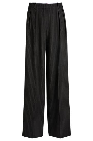 Панталони BOSS Regular-Fit Pinstripe Stretch Trousers Черно | 50531003, 0