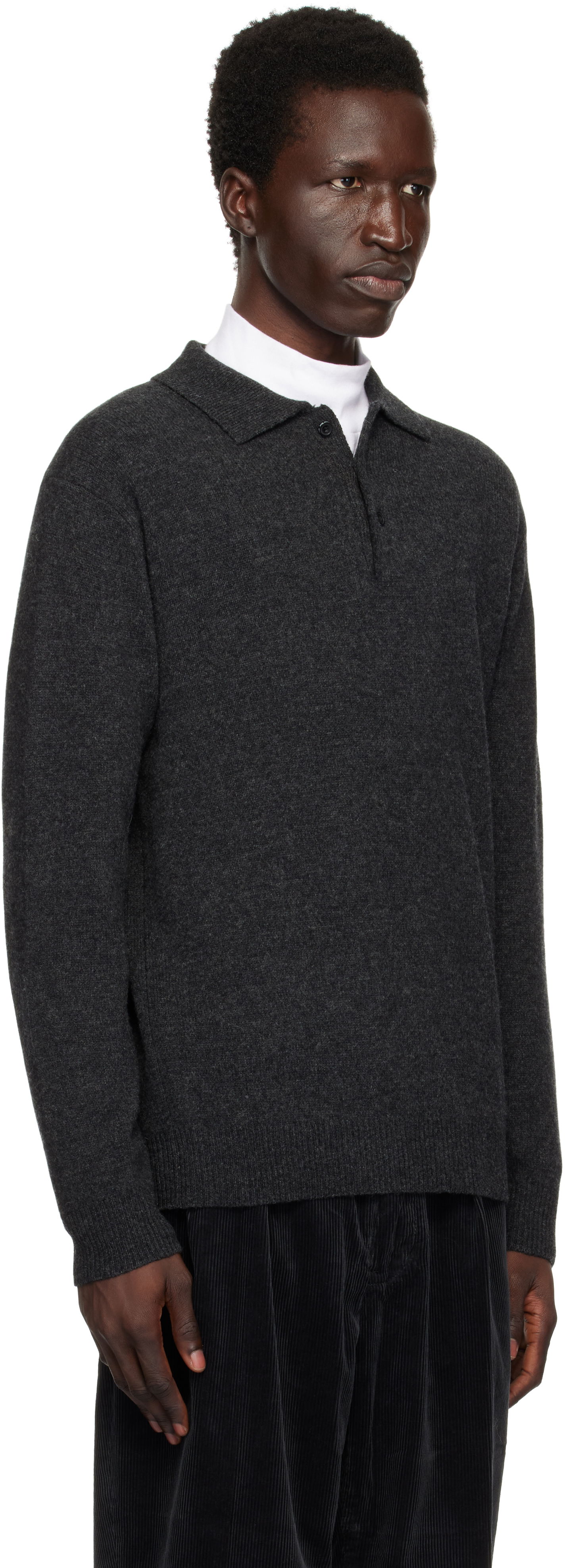 Пуловер BEAMS BEAMS PLUS Knit Polo Сиво | 38120004103, 1