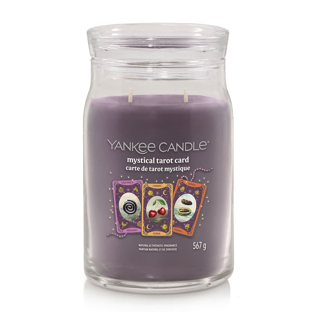 Свещи Yankee Candle Signature Large Two-Wick Halloween Mystical Tarot Card Jar Candle with Licorice Cherry Tonka Scent Лилаво | 43492, 1
