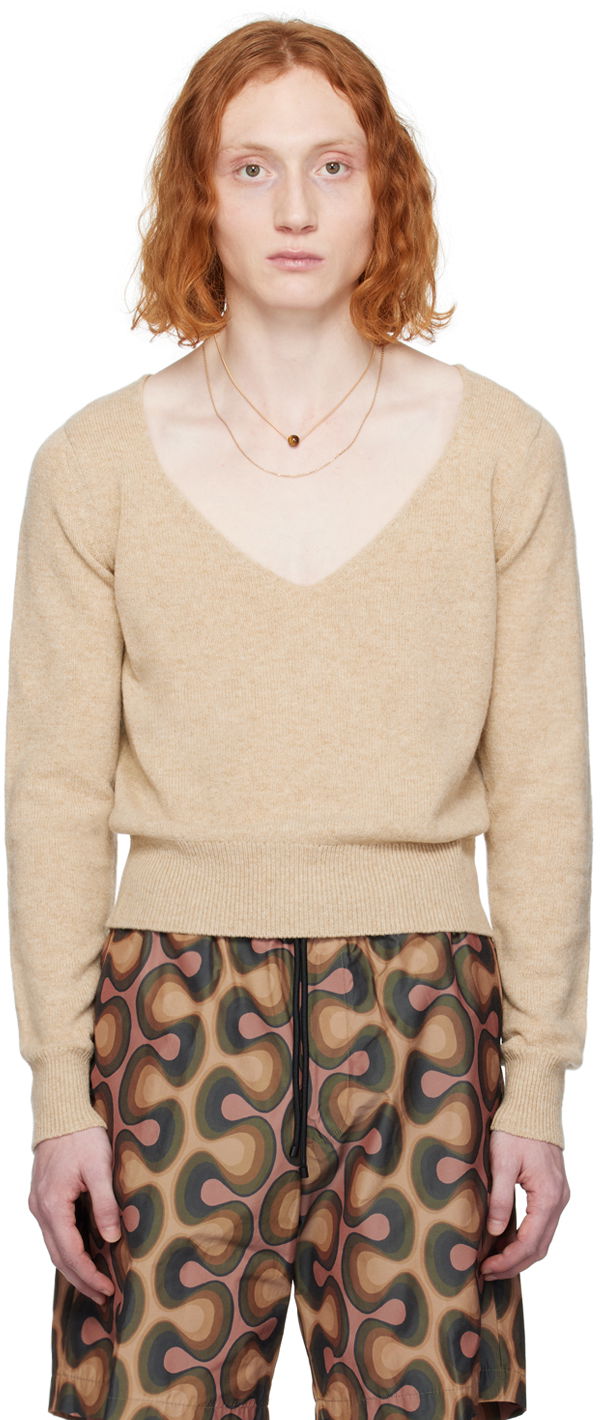Пуловер Dries Van Noten Mandana Sweater Бежово | 241-021209-8703, 0