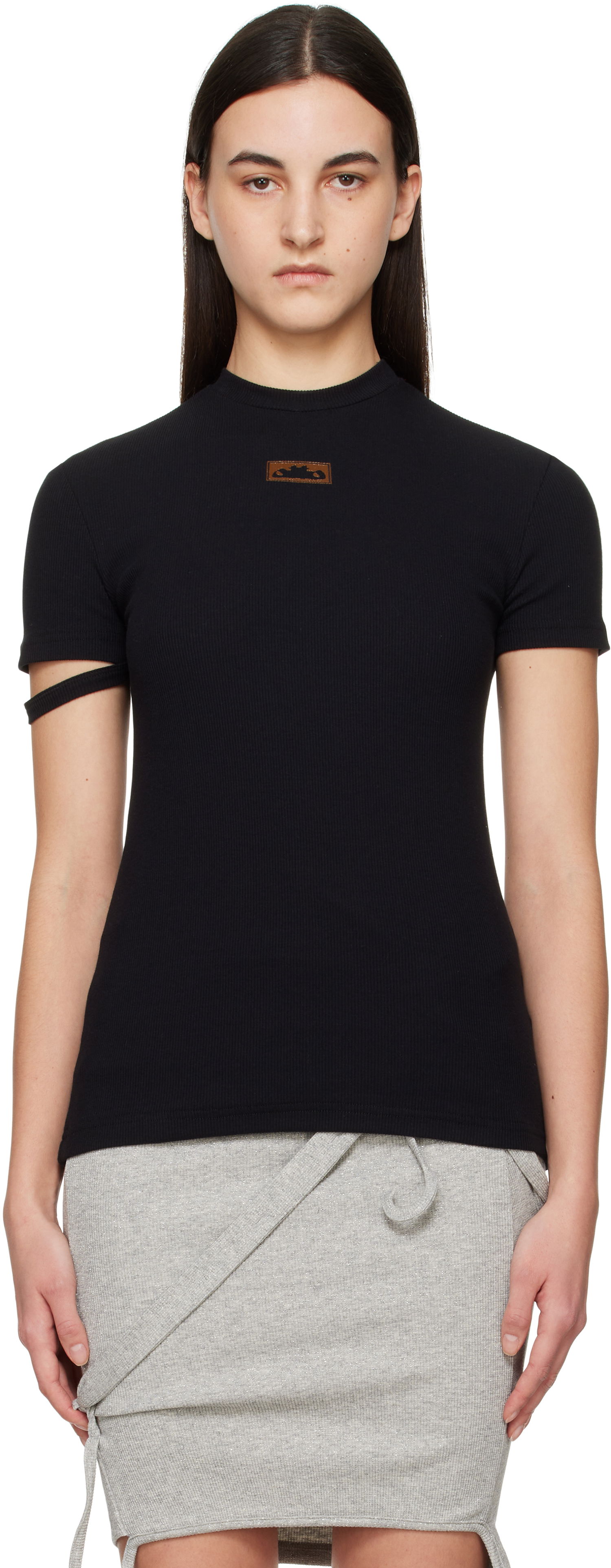 Тениска Ottolinger Ottolinger Rib Knit T-Shirt Черно | 10410090401, 0