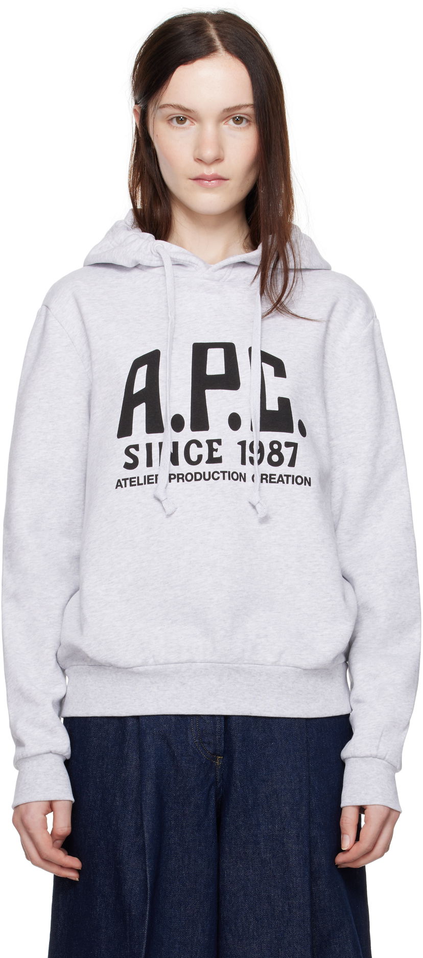 Суитчър A.P.C. Print Label Hoodie Сиво | COHBV-M27955