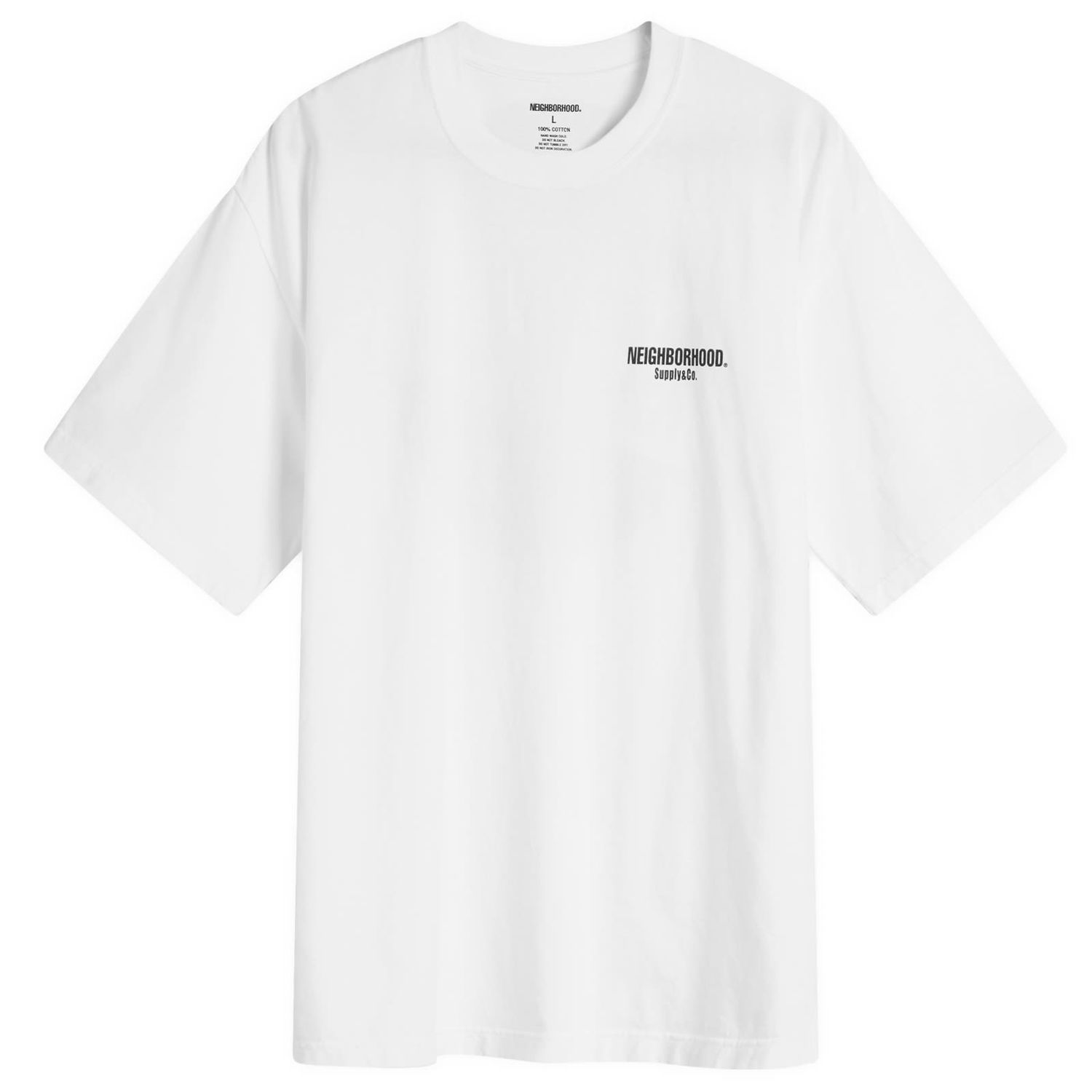 Тениска Neighborhood Men's SS-2 T-Shirt, Size Large Бяло | 251PCNH-ST02-WHTXBLK, 0