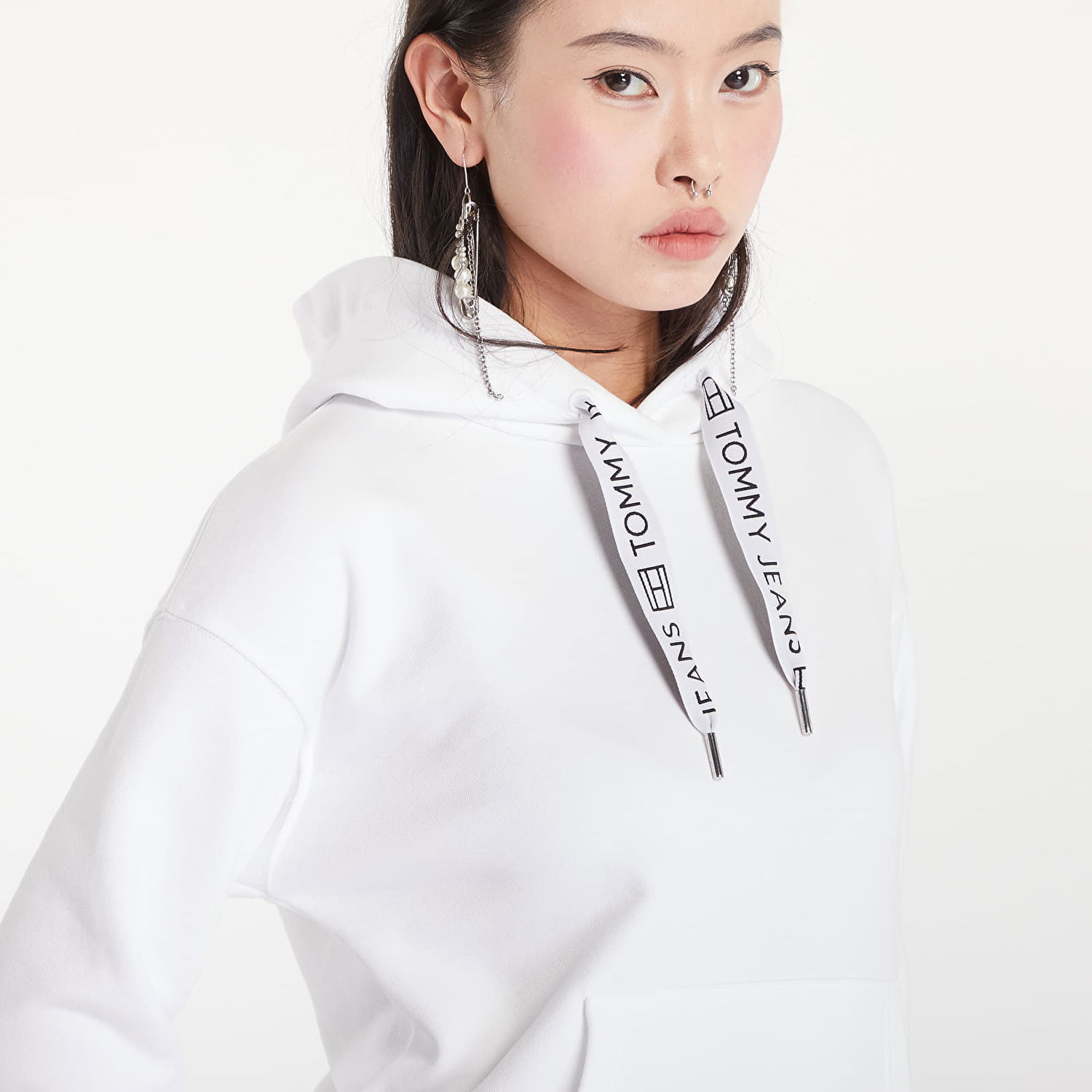 Суитчър Tommy Hilfiger Boxy Logo Drawcord Hoodie White Бяло | DW0DW17794 YBR, 1