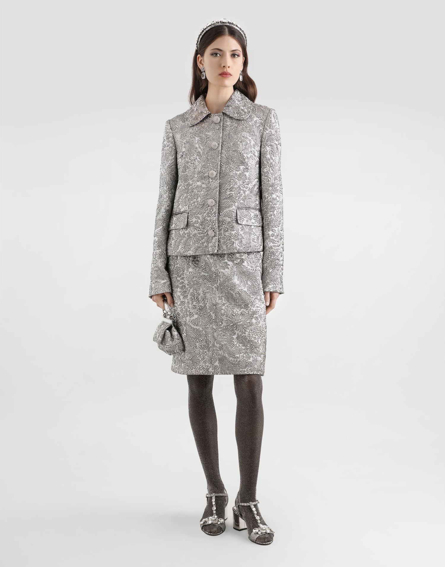 Пола Dolce & Gabbana Dolce & Gabbana Lamé Floral Jacquard Midi Skirt Металик | F4DAGTFJZALS0998, 1