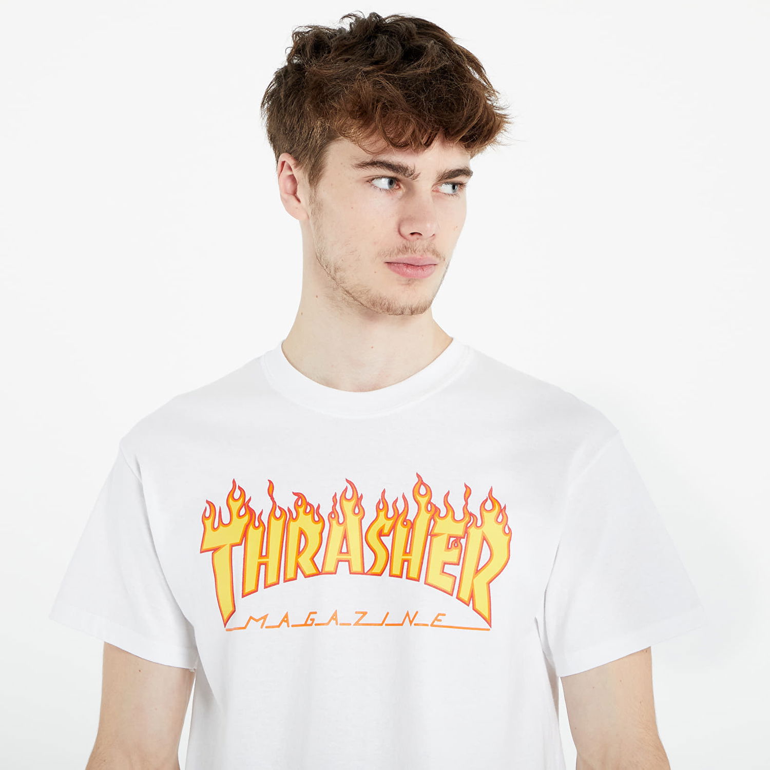 Тениска Thrasher Flame Logo T-Shirt Бяло | 110102WH, 1