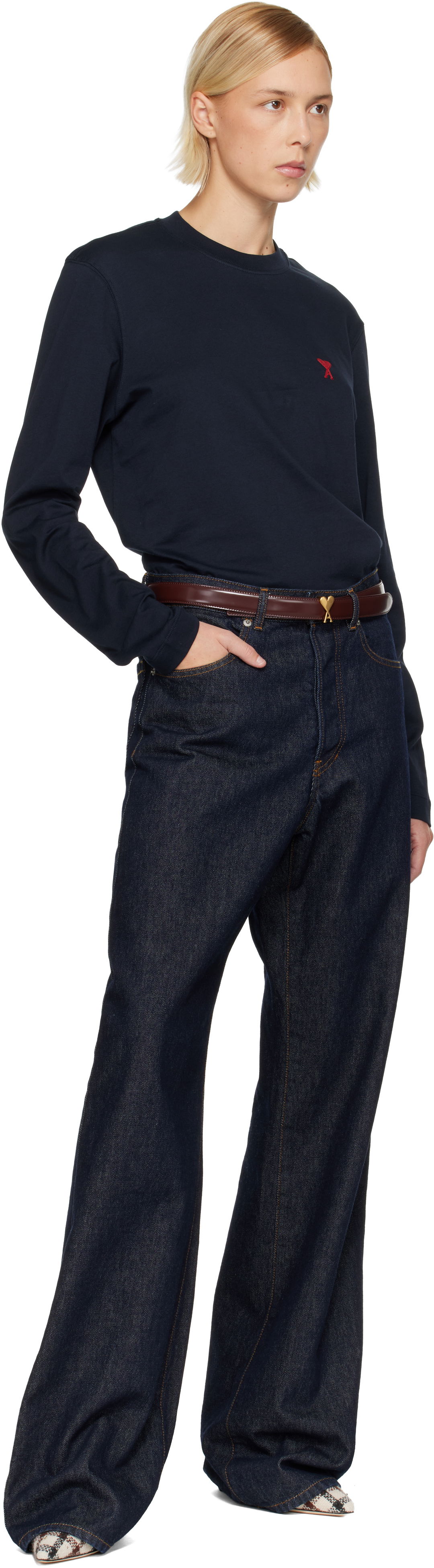 Колани AMI Ami de Coeur Heart Buckle Patent Leather Belt Бургунди | H25UBL209.AL0139, 1