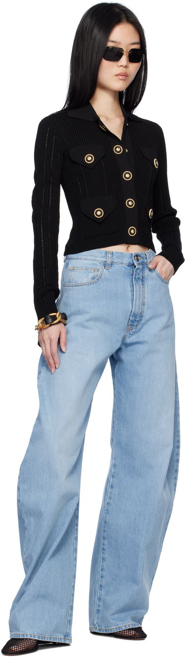 Пуловер Balmain Cropped Ribbed Cardigan Черно | EF1KL150KI10, 3