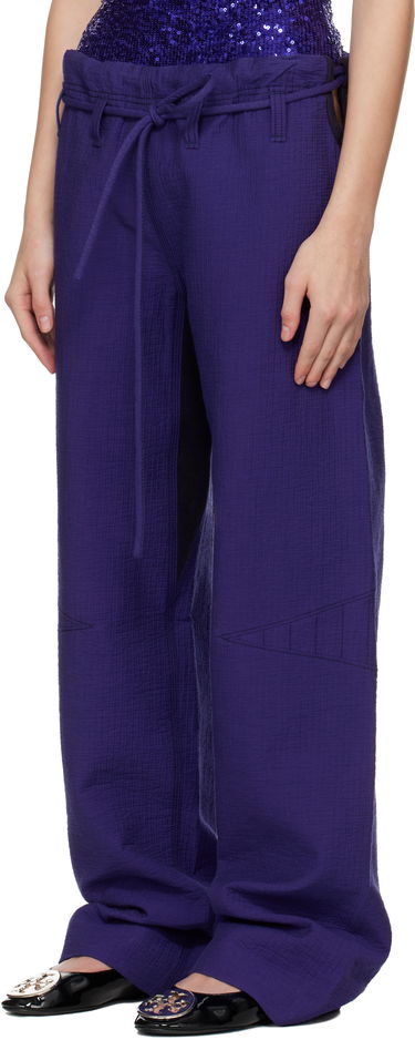Панталони Tory Burch Tory Burch Cotton Baggy Trousers Лилаво | 173627-433, 3