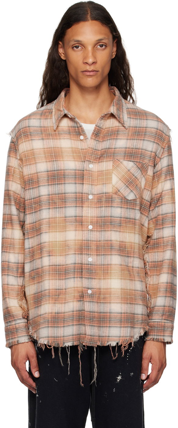 Риза R13 R13 Shredded Seam Plaid Shirt Оранжево
 | R13MR008-R389B, 0