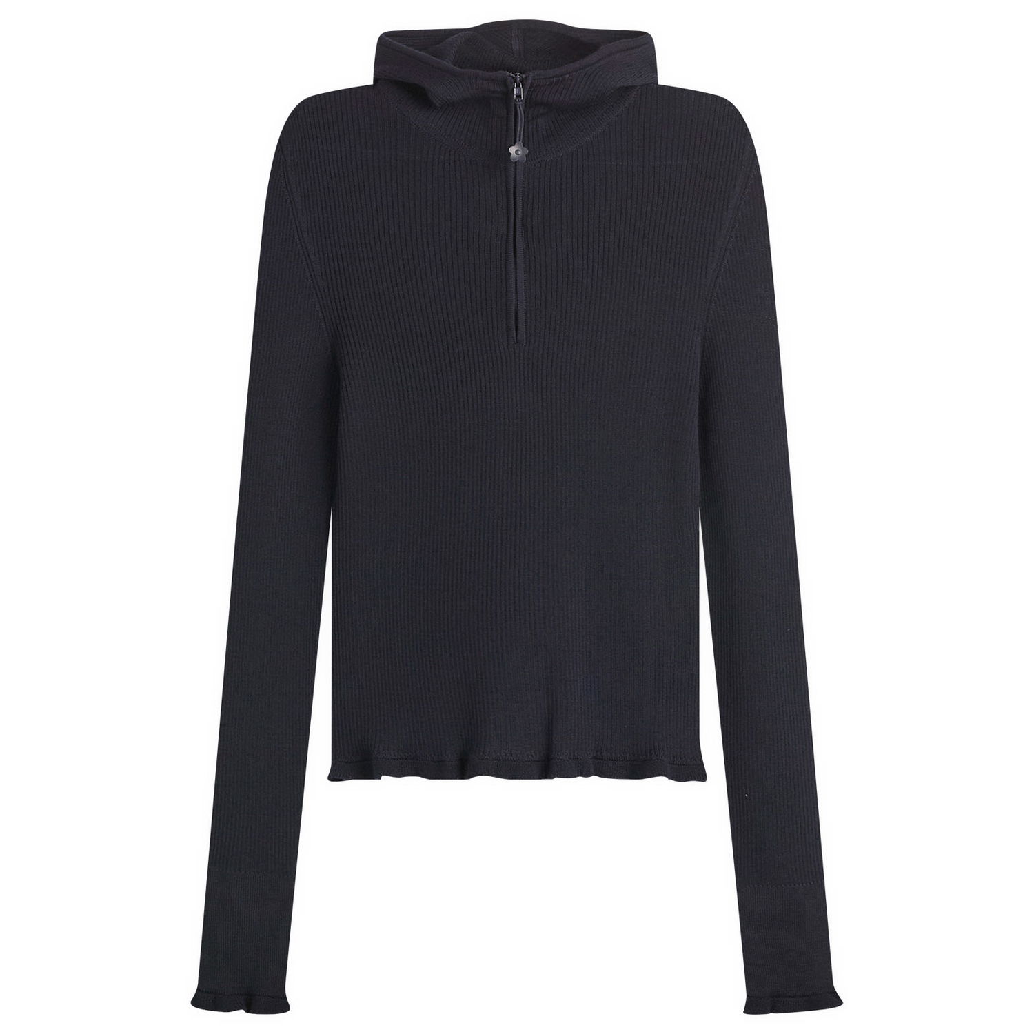 Суитчър Cecilie Bahnsen Cecilie Bahnsen Belma Merino Knit Ribbed Hoodie Черно | 425KNI50006, 0