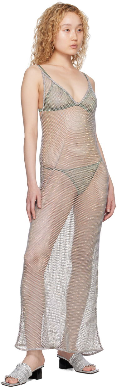 Pокля GANNI Embellished Midi Dress Металик | F7870, 3