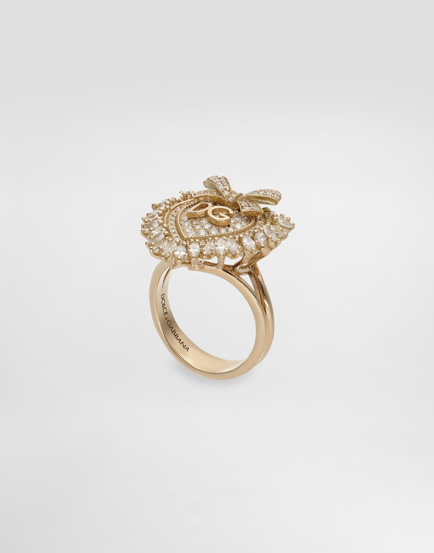 Пръстен Dolce & Gabbana Dolce & Gabbana Devotion Heart Ring with Diamonds and Bow, Size 50 Жълто | WRND1KWYEDWZOO00, 1