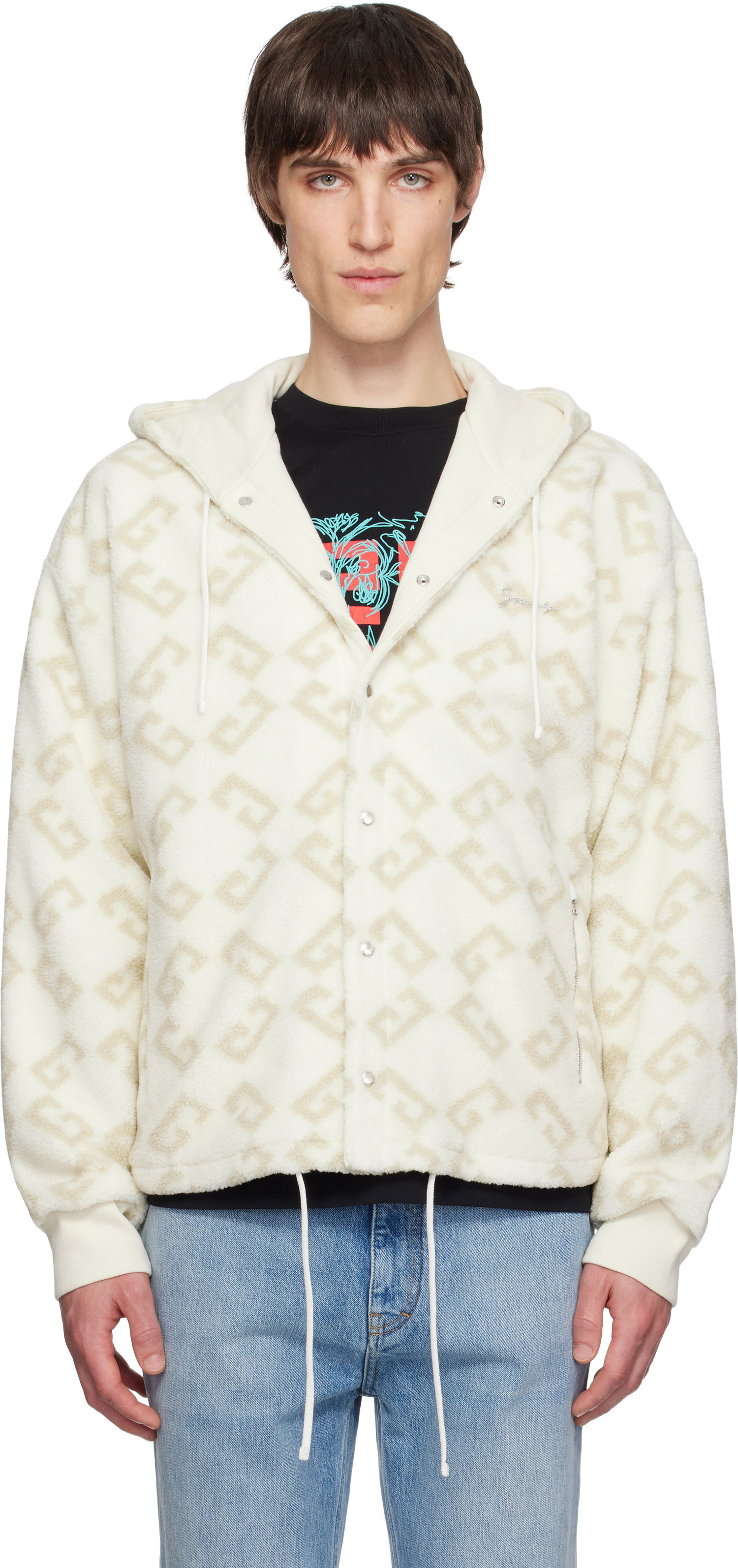Суитчър Givenchy Givenchy Monogram 72 Jacquard Fleece Hoodie Бяло | BM01BV317L101, 0