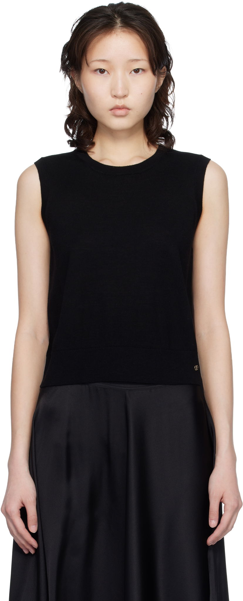 Съкратен топ Anine Bing Moni Crop Tank Top Черно | A-09-11250-BLK1