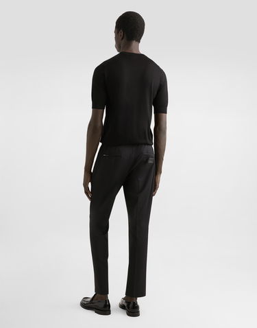 Пуловер Dolce & Gabbana Dolce & Gabbana Silk Round-Neck Sweater with DG Embroidery Черно | GXX03ZJBSK3N0000, 2