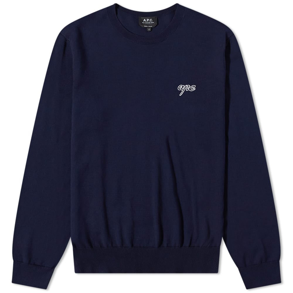 Пуловер A.P.C. Otis Logo Crewneck Тъмно синьо | COEDF-H23020-IAJ, 0